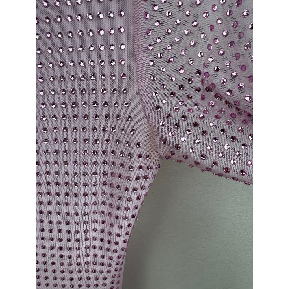 Self Portrait Pink Rhinestone Mini Dress Size 2 - Picture 9 of 13